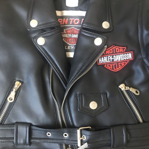 Harley-Davidson Black Leather Kids Jacket with Red Logo - Picture 5 of 5